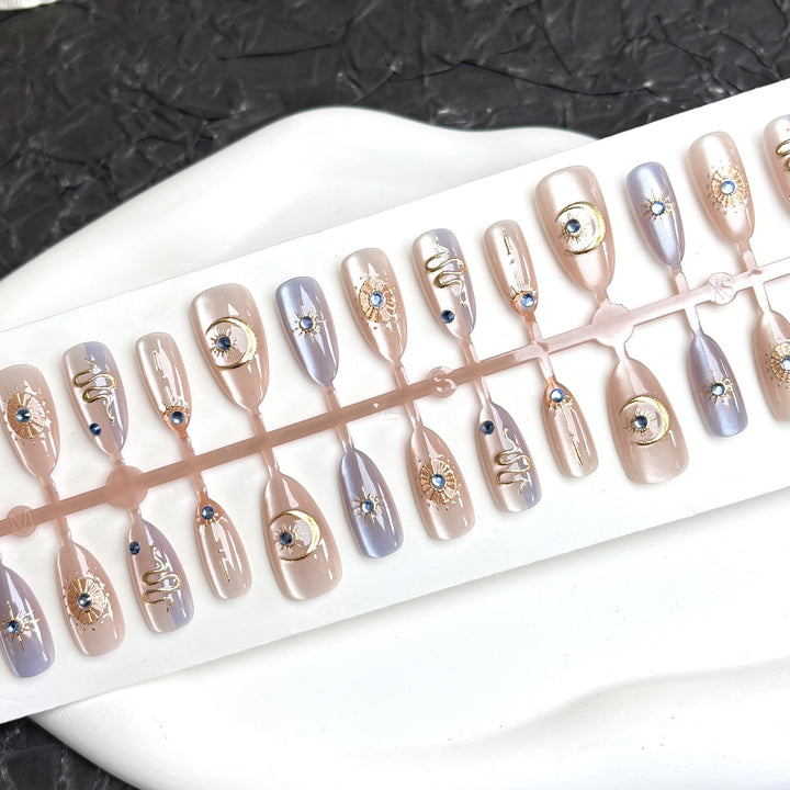 Glamouröse Metallic-Press-On-Nagel-Set