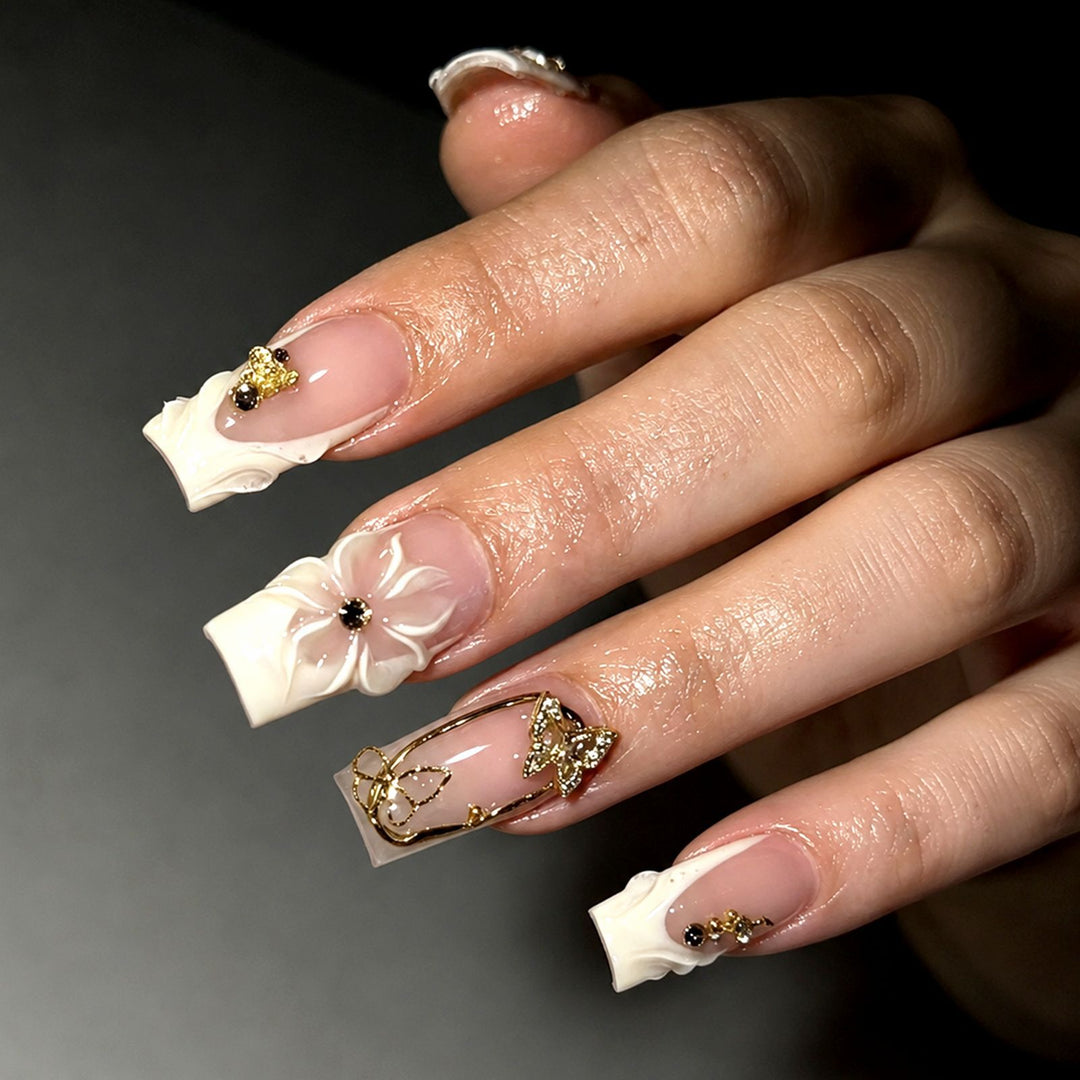 Künstlerisches 3D-Blumen-Press-On-Nagelkunst-Set Karnz