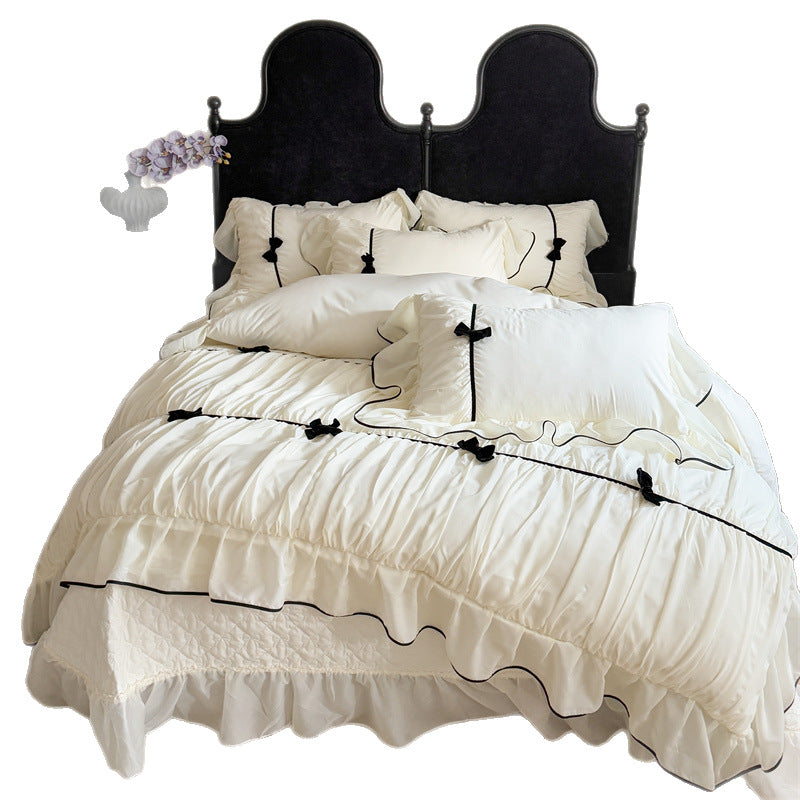 Elegantes Rüsch-Bettwäsche-Set