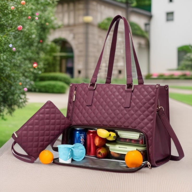 Damen Multifunktionale Kühltasche mit isolierendem Fach und eleganter Steppung Karnz
