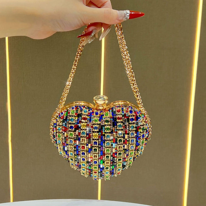Rhinestone-besetzte Herz-Clutch