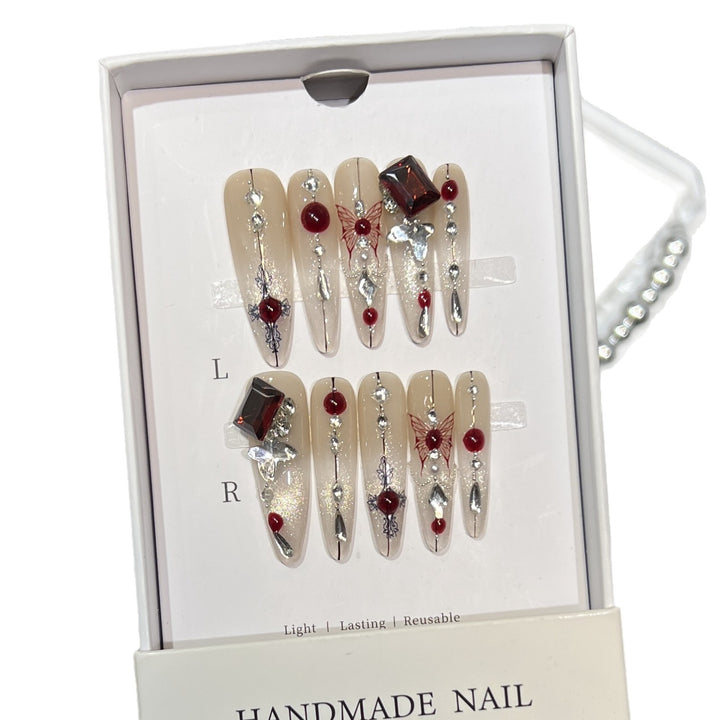 Künstlerisches floral verziertes Press-On Nail Set Karnz