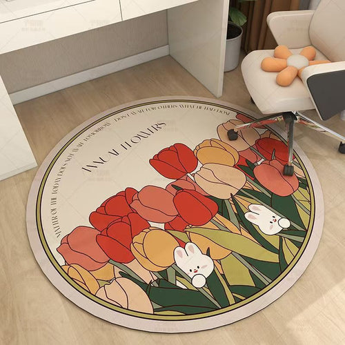 Florales Design Rundteppich