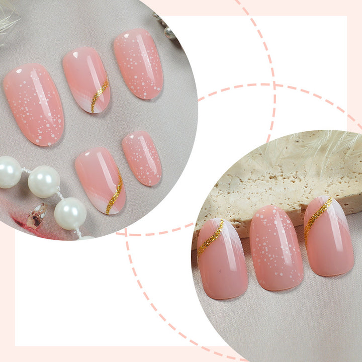 Premium Dekorative Druck-Nagel-Set mit Glitzer und goldenen Akzenten Karnz