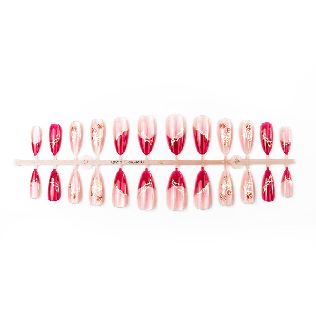 Elegantes florales Press-On-Nagelkunstset