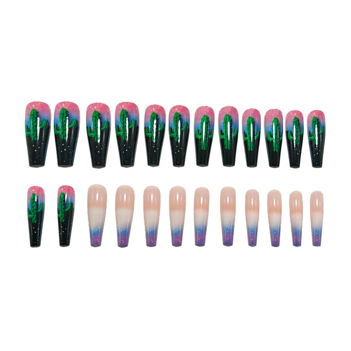 Kreative Nagelkunst mit Kaktusdesign Karnz