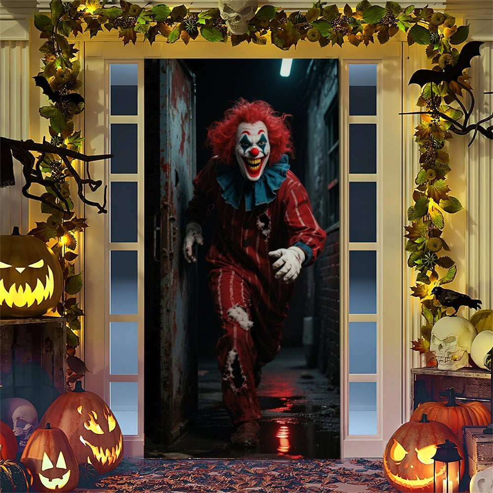 Halloween-Türposter mit großformatiger Grim-Reaper-Illustration und wiederverwendbarem PVC-Planenstoff