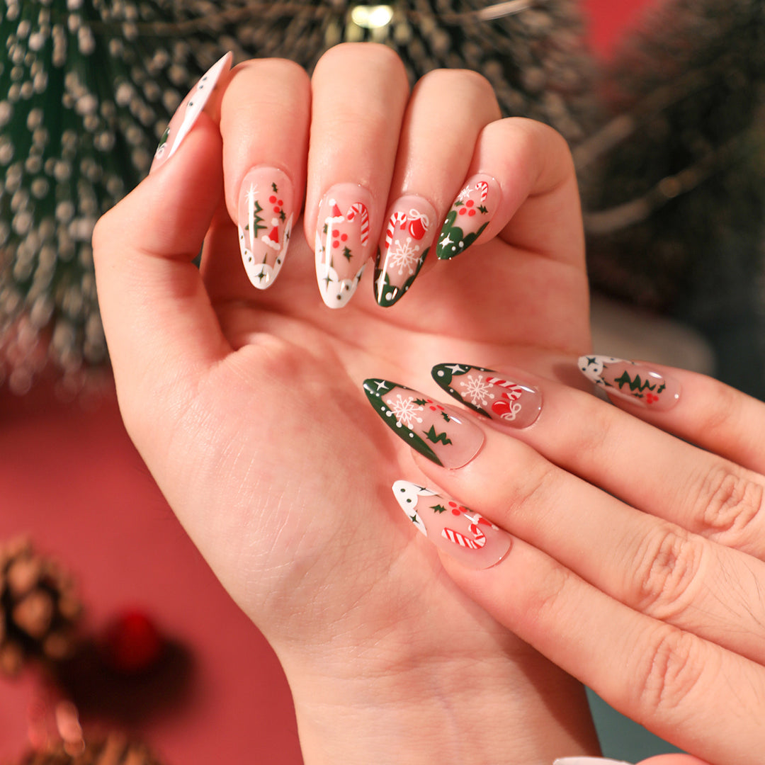 Trendige Weihnachtskunst Fingernägel Karnz