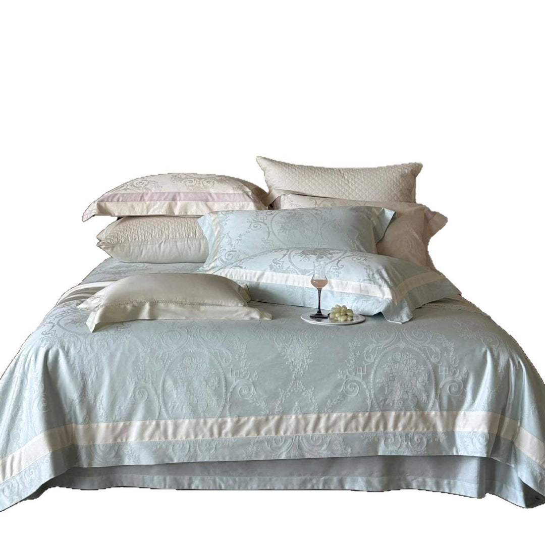 Jacquard Medaillon Damask Baumwollsatin Bettbezug Set mit Satinrand