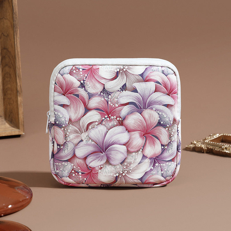 Blumenmuster Reißverschluss-Make-up-Tasche