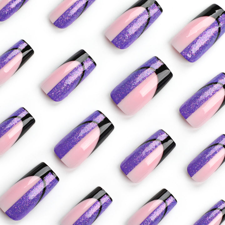 Kunstvolle Nagelverlängerungen mit glamourösem Farbverlauf und Glitzerdetails Karnz