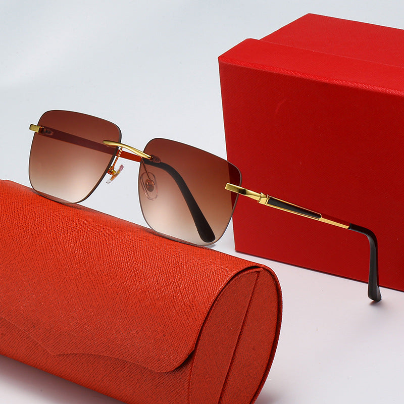 Damen modische rechteckige Halbrahmen-Sonnenbrille mit innovativem Design Karnz