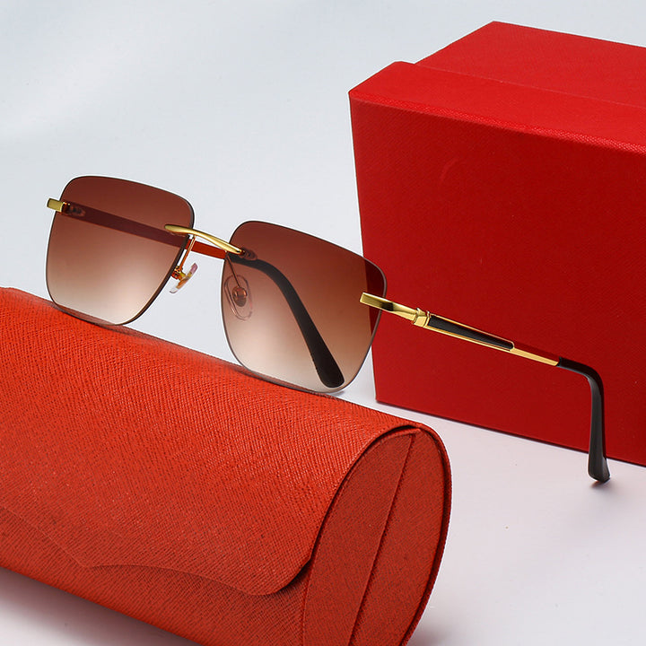 Damen modische rechteckige Halbrahmen-Sonnenbrille mit innovativem Design Karnz