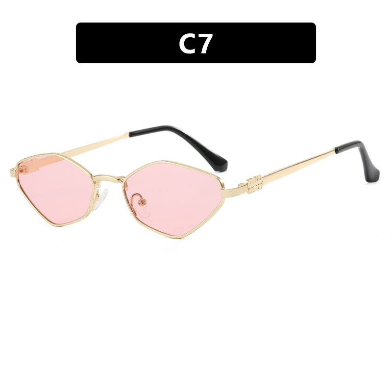 Damen geometrische Sonnenbrille mit glänzendem Metallrahmen und polarisierten Gläsern Karnz