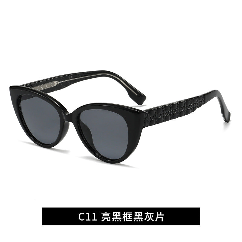 Damen Cat-Eye Sonnenbrille mit dekorativem Steg Karnz