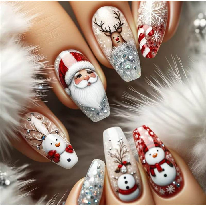 Festliches Feiertags-Themen Press-On Nail Art Set Karnz