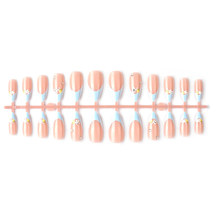 Künstlerische florale und mit Juwelen verzierte Press-On Nail Art Karnz
