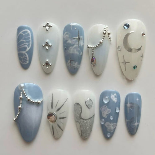 Celestial Design Press-On Nägel mit Edelsteinakzenten Karnz