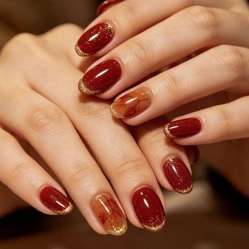 Elegante herbstliche Gel-Nagelkunst Karnz
