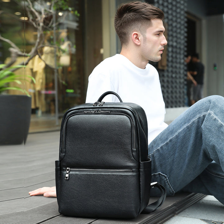 Premium Leder Mehrere Fächer Rucksack
