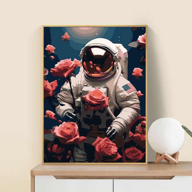 Astronaut Blumen Kunst Druck Karnz