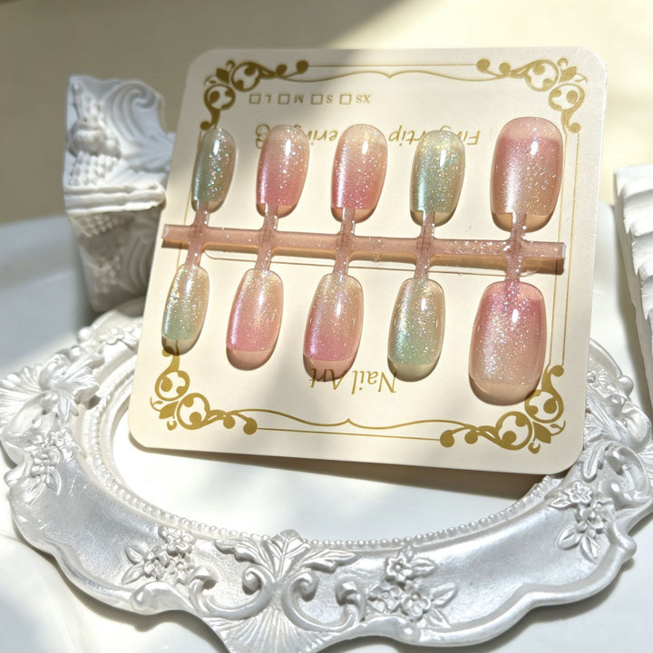 Iridescent Glitter Press-On Nagelspitzen Karnz