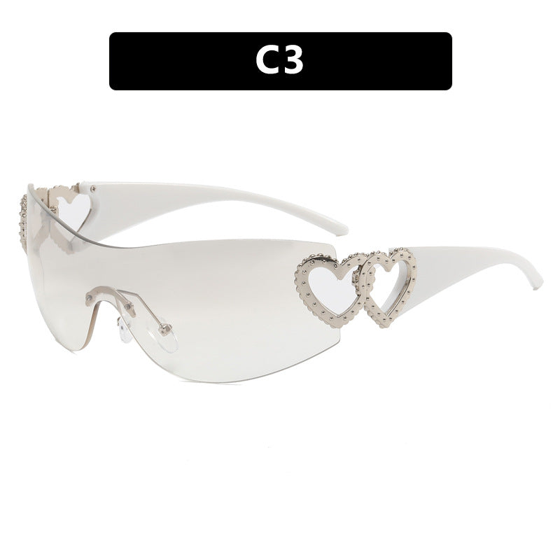 Damen Fashion-Sonnenbrille mit Herz-Applikationen Karnz