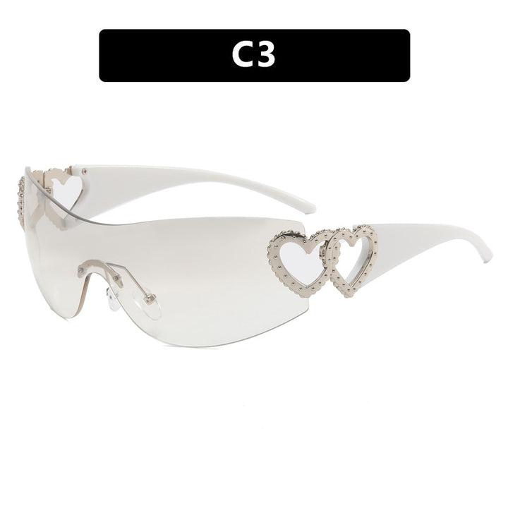 Damen Fashion-Sonnenbrille mit Herz-Applikationen Karnz
