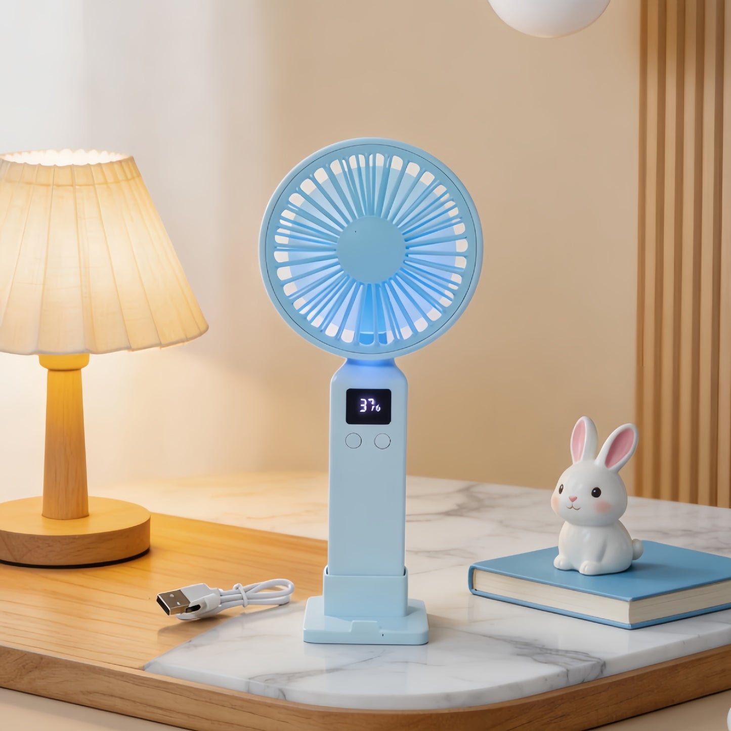 Damen Tragbarer Mini-Handventilator mit LCD-Display Karnz