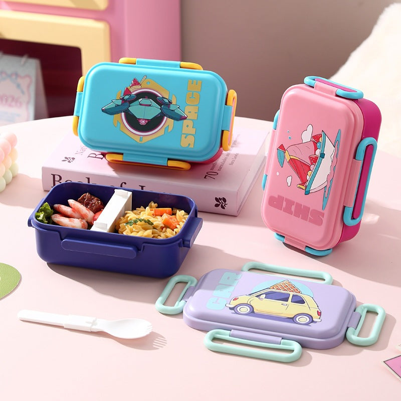 Illustrierte Bento-Lunchbox mit integriertem Besteck
