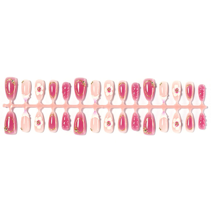 Premium dekoratives Press-On-Nagel-Set mit floralen Akzenten Karnz