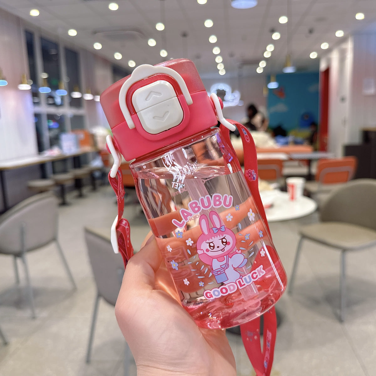Damen Kindgerechte Wasserflasche mit praktischer Silikonschlaufe Karnz