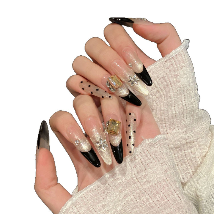 Glamouröses Press-On Nagelkunstset mit Kristall und eleganten Akzenten