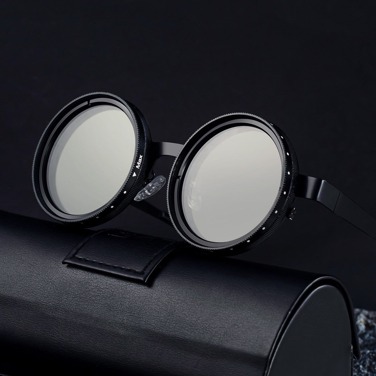 Damen Runde Retro-Sonnenbrille mit markantem Metallrahmen Karnz