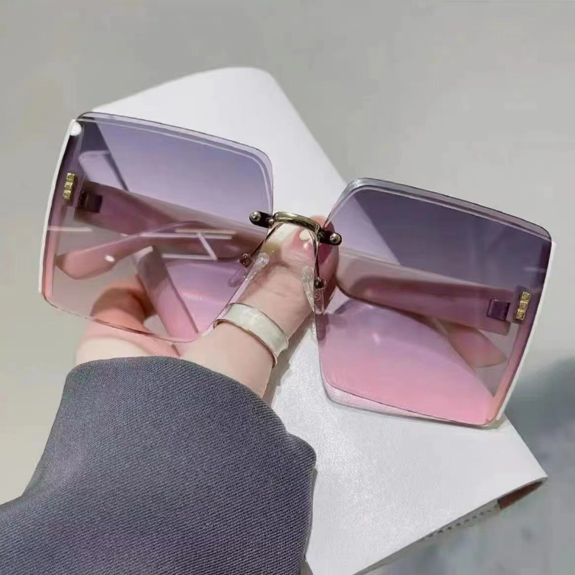 Damen oversized quadratische Sonnenbrille mit uv-schutz Karnz