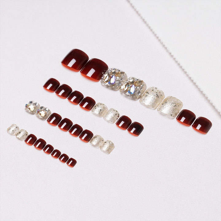 Rhinestone Verzierte Pediküre Nagelkunst