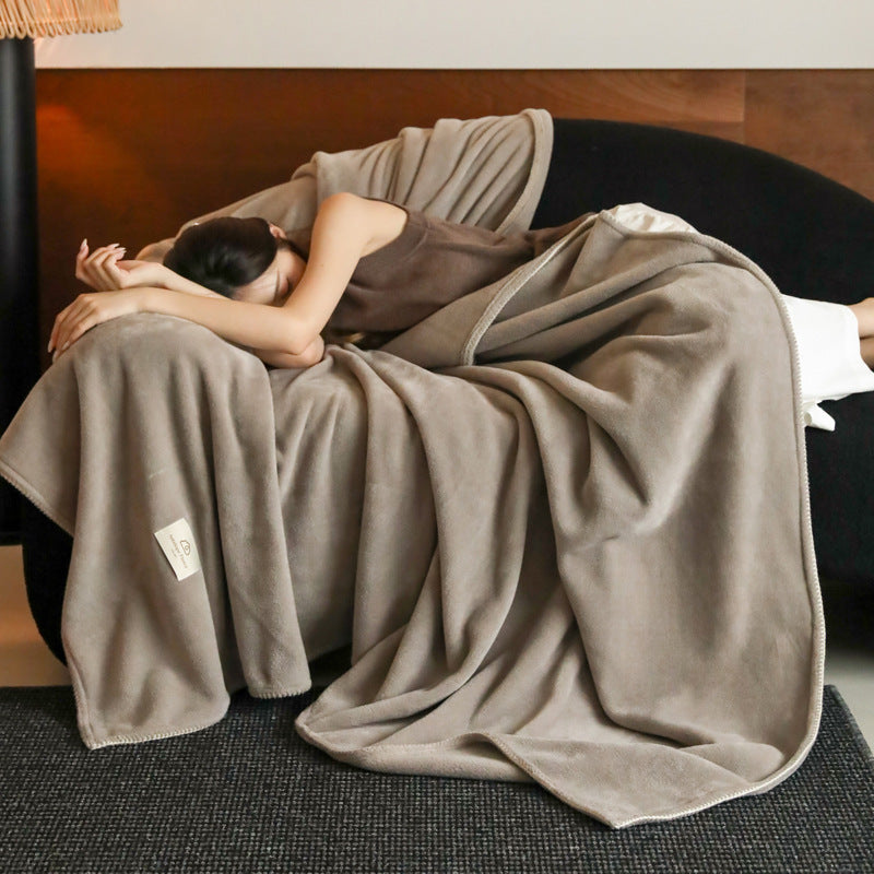 Reversible Ultra-Soft Velvet Fleece Oversized Throw Blanket with Whipstitch Hem