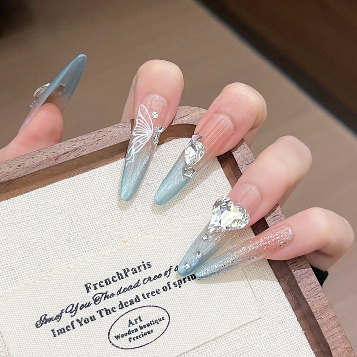 Künstlerische Kristall-verzierte Press-On Nagelkunst Karnz