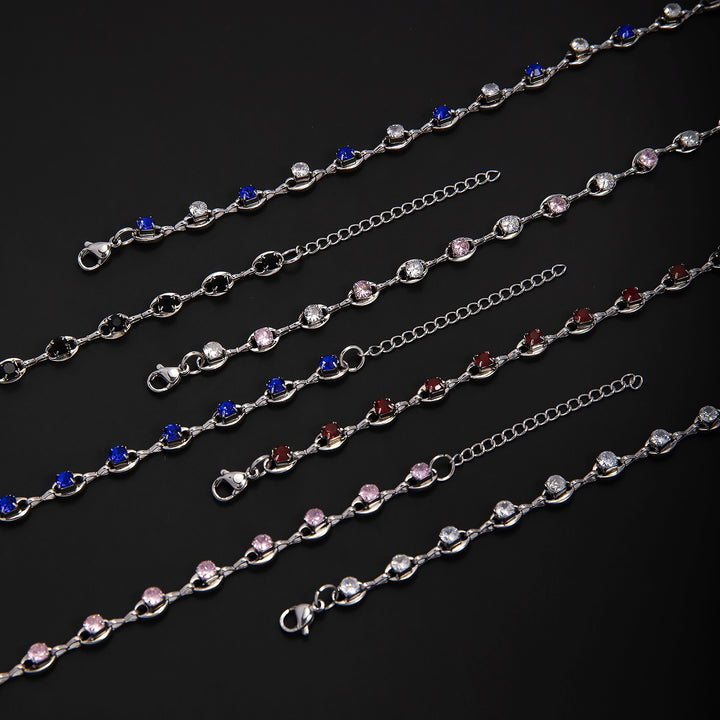 Eleganter Edelstein Akzent Link Armband Karnz