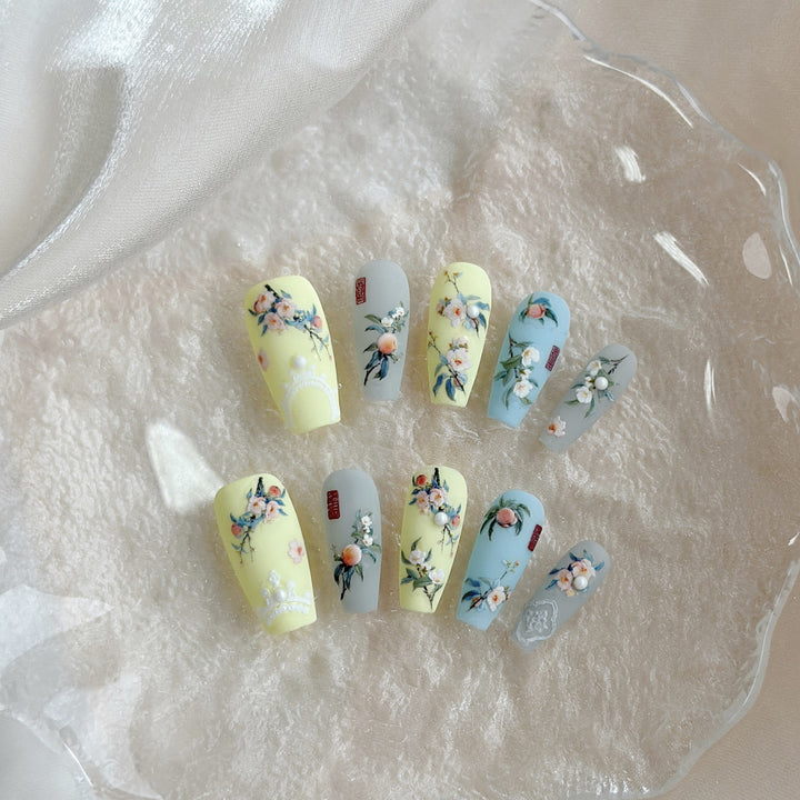 Blumenmuster Press-On Nageldesign Set  1791774492