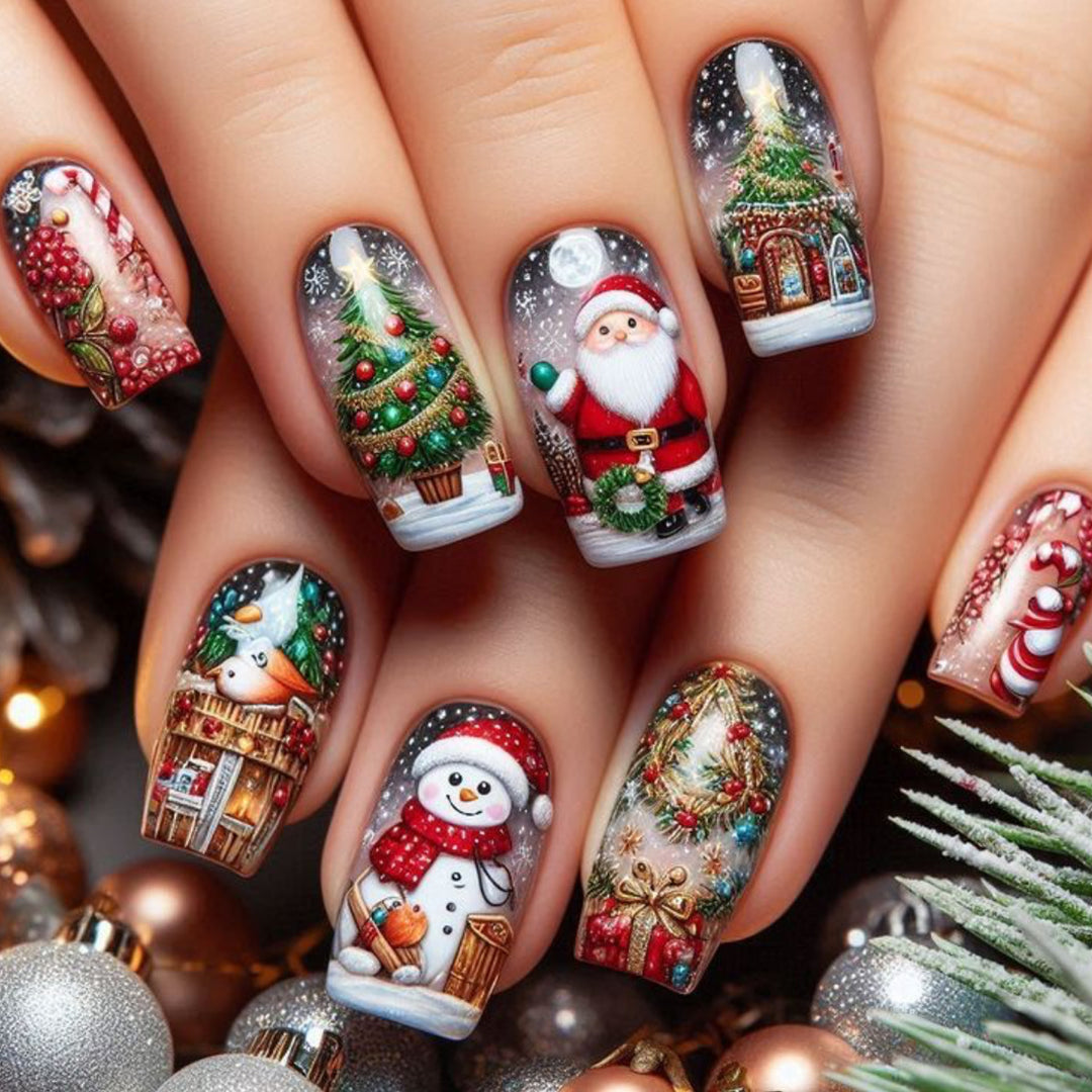 Festliche 3D Weihnachtsnagelkunst Verlängerungen Karnz