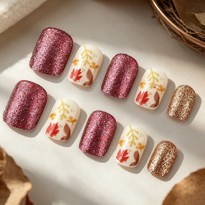 Saisonale herbstliche Druck-Nagelkunst Karnz
