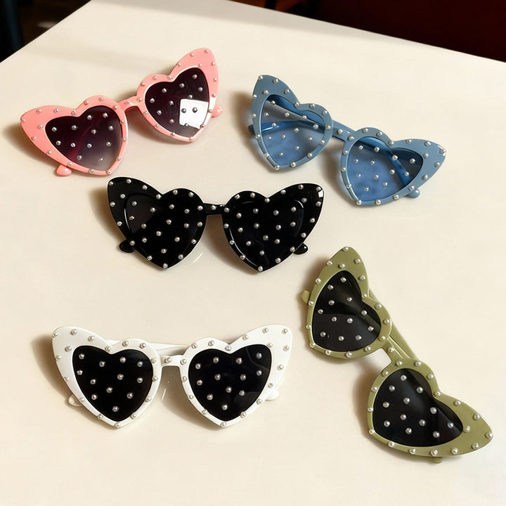 Perlenverzierte herzförmige Sonnenbrille Karnz