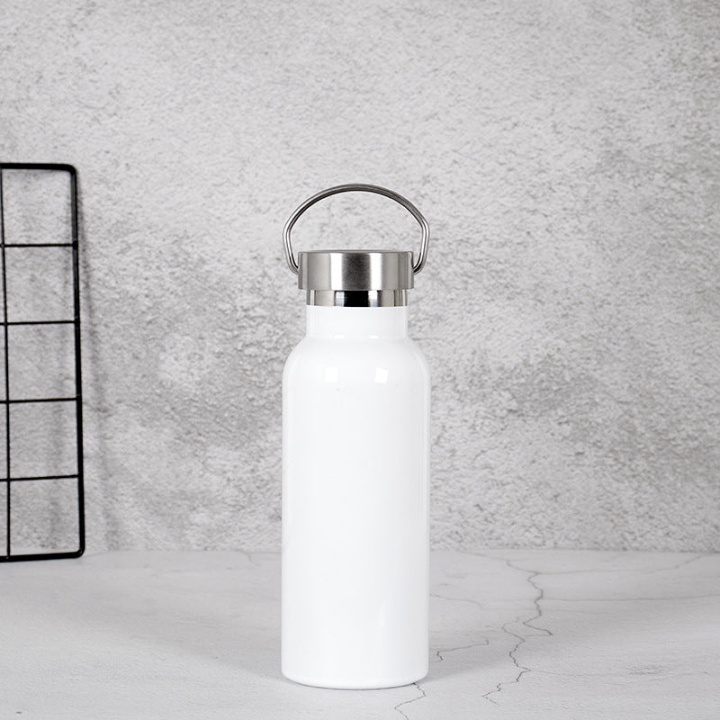 Damen Edelstahl Trinkflasche mit Bambusdeckel und Tragegriff Karnz