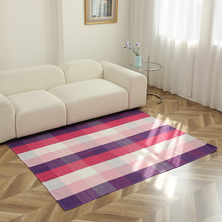 Gestreifter Flachgewebe-Teppich für Wohnzimmer mit niedrigem Flor und modernem Streifenmuster Karnz