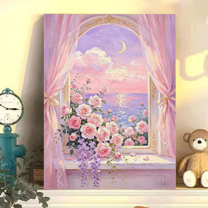 Romantische florale Landschaft Leinwandkunst Karnz
