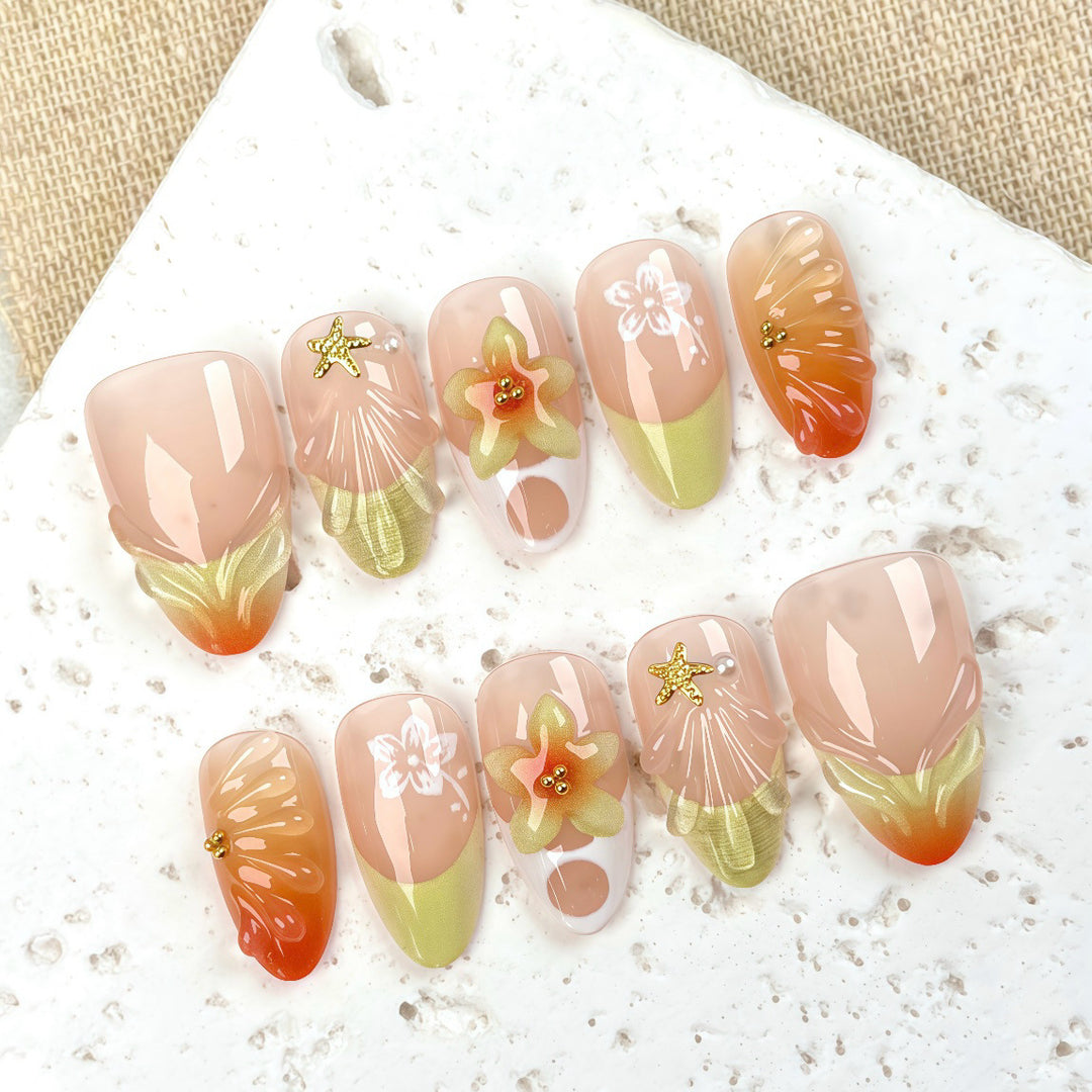 Künstlerisches Floral Designer Press-On Nail Set
