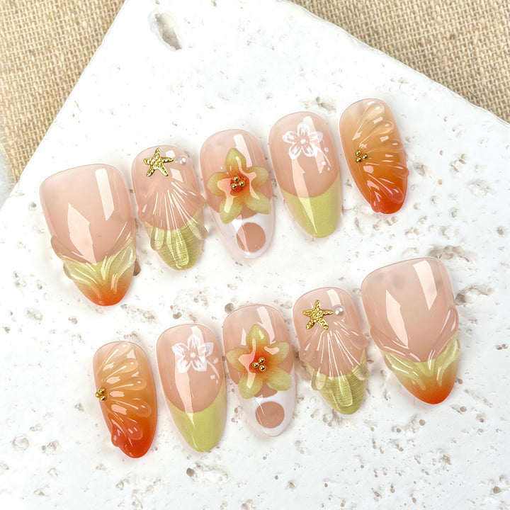Künstlerisches Floral Designer Press-On Nail Set
