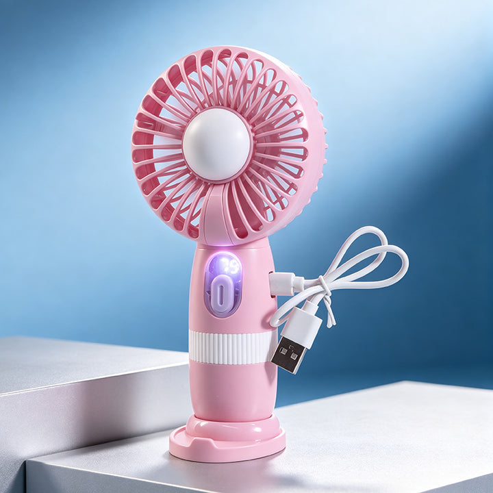 Damen Tragbarer USB-Lüfter mit LED-Beleuchtung und digitaler Anzeige Karnz