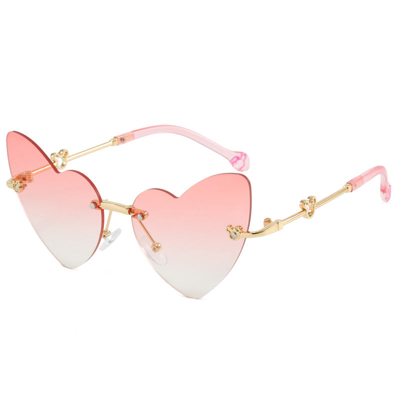 Damen Herzförmige Sonnenbrille mit verziertem Rahmen Karnz